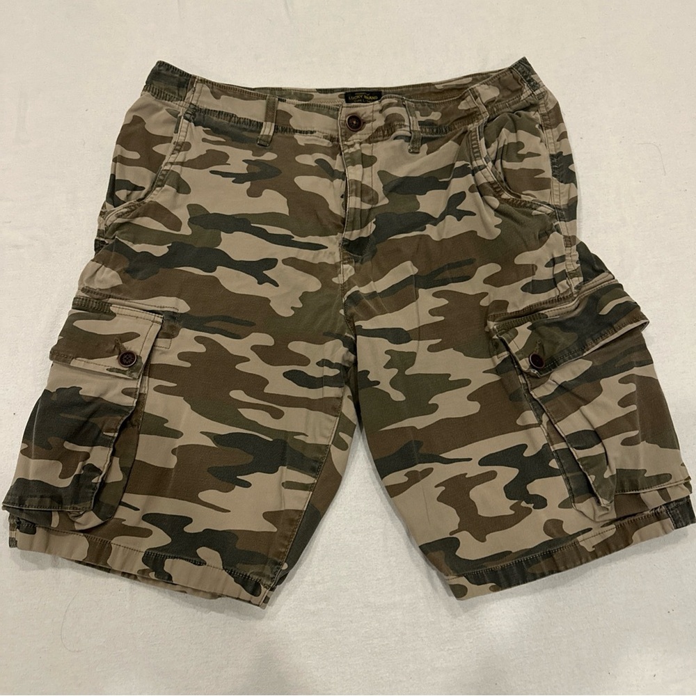 Vintage Lucky Brand Cargo Shorts Mens 34 Green Camo Military Supply Type L-54C